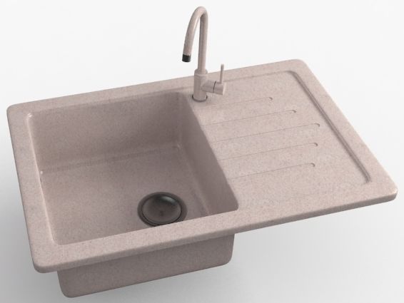 Кухонная мойка GranAlliance G-52 двухсекционная бежевый (595х485х200)